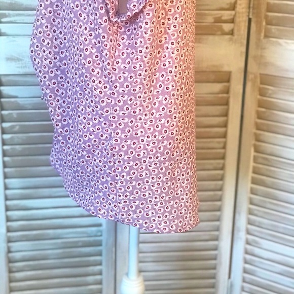 BOUTIQUE- CURVY V-NECK BLOUSE W/ FRONT WAIST TIE, LIGHT PURPLE - Picture 8 of 9